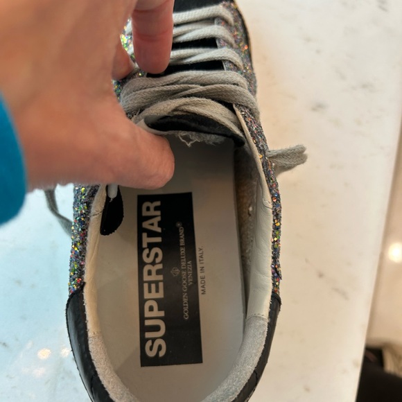 Golden Goose Superstar Sneaker Multi Glitter Metallic Turquoise Blue Star 37 - Picture 16 of 16